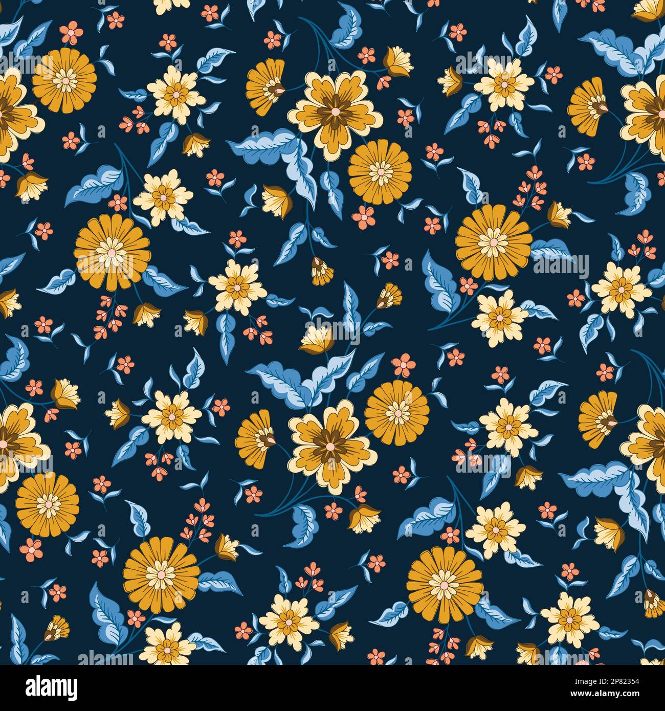 Motif sans couture vectoriel de fleurs de jacograin de chintz indien Illustration de Vecteur
