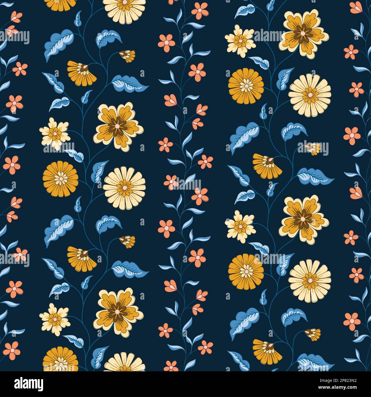 Motif sans couture vectoriel de fleurs de jacograin de chintz indien Illustration de Vecteur