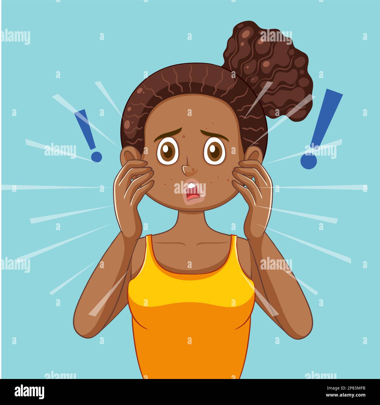 Fille de l'adolescence avec l'acné sur le visage illustration Illustration de Vecteur