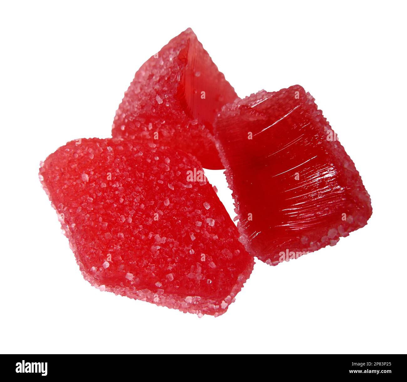 Gelées de fruits. Bonbons en gelée rouge isolés sur fond blanc. Masque inclus. Banque D'Images