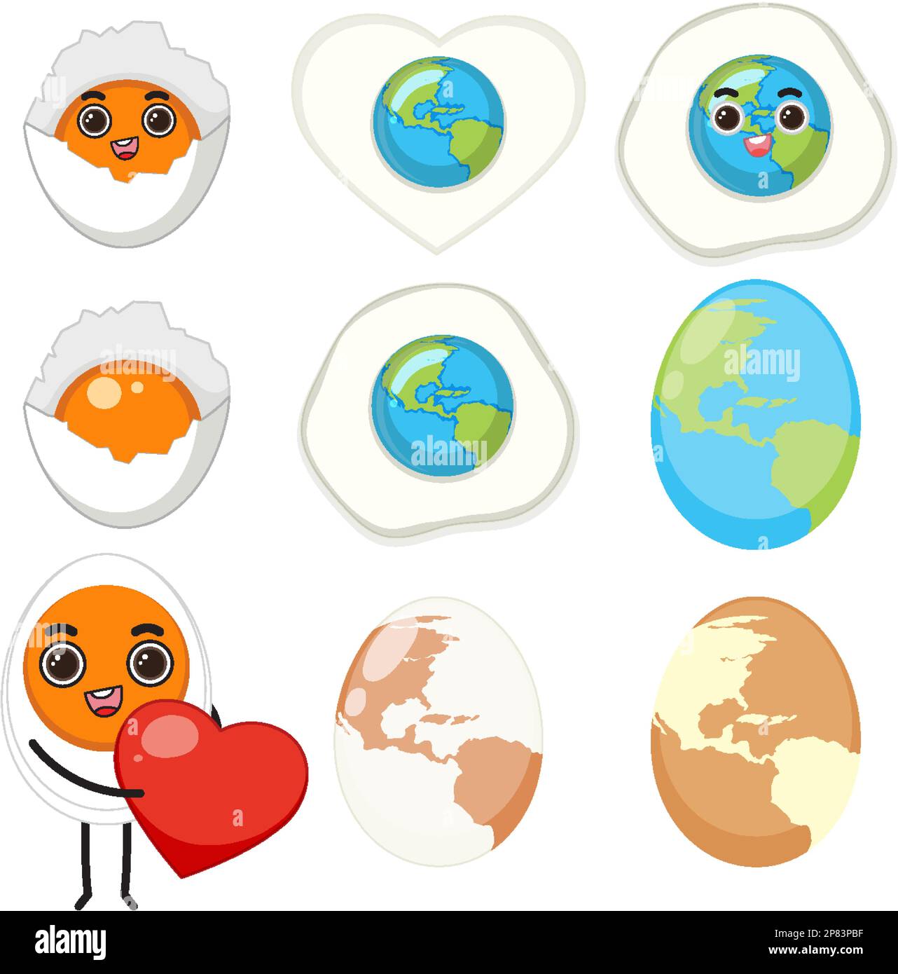 Illustration des personnages de dessin animé de l'ensemble des œufs Illustration de Vecteur
