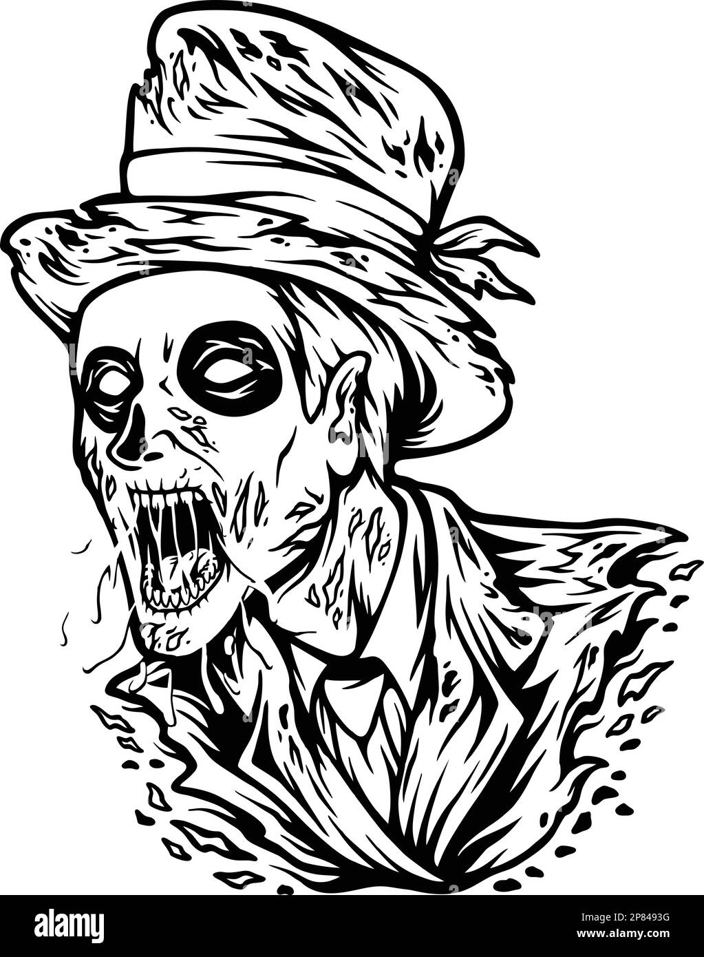 Creepy freddy zombie tête logo illustrations vecteur pour votre logo de travail, t-shirt de marchandise, autocollants et dessins d'étiquettes, poster, étiquette de brans Illustration de Vecteur