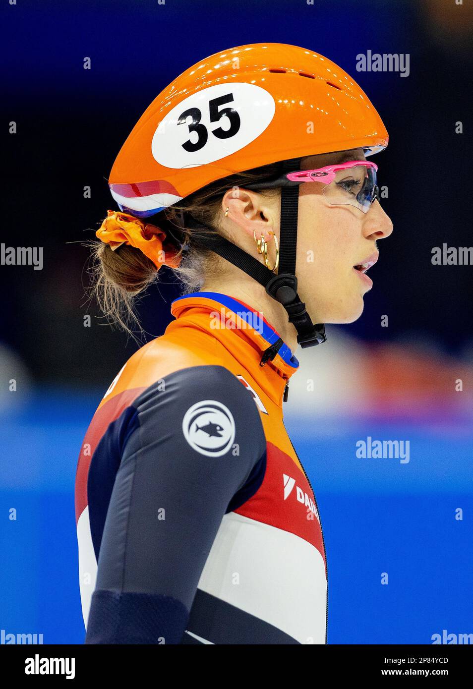 SEOUL - Suzanne Scholing en action lors d'une formation pour les Championnats du monde de patinage de vitesse sur piste courte en Corée du Sud. ANP IRIS VAN DEN BROEK pays-bas hors - belgique hors Banque D'Images