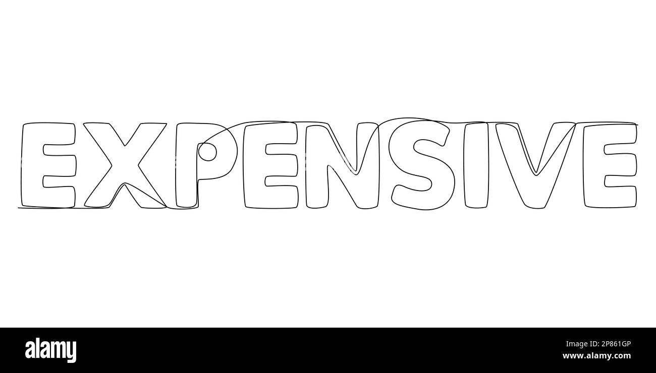 Une ligne continue de mot coûteux. Concept de vecteur d'illustration à trait fin. Dessin de contour idées créatives. Illustration de Vecteur