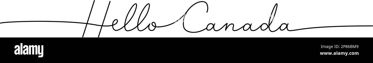 Bonjour Canada - mot avec une ligne continue. Dessin minimaliste de l'illustration de phrase. Pays du Canada - illustration continue d'une ligne. Illustration de Vecteur