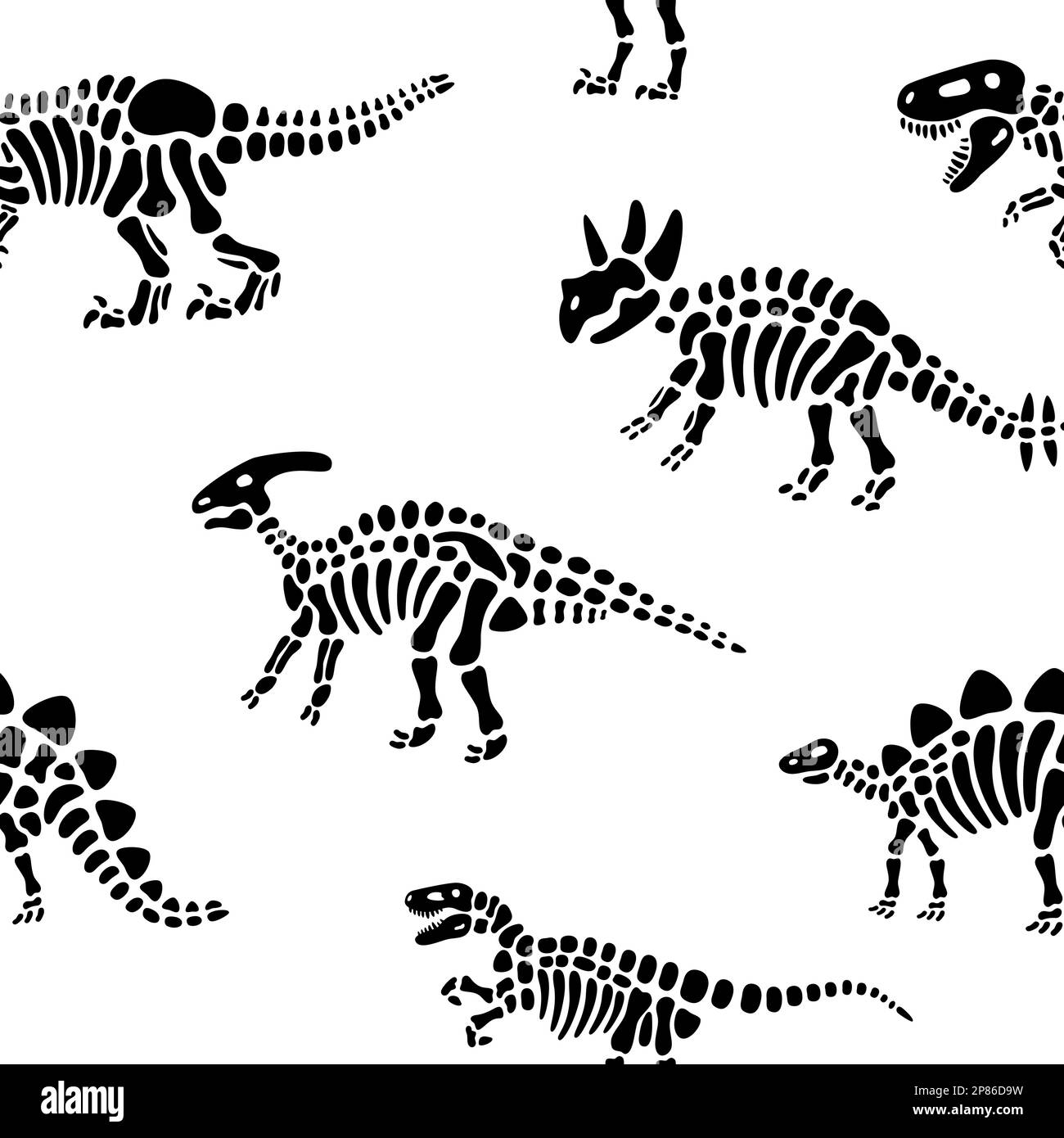 Motif sans couture en os de dinosaure. Les fossiles de dinosaures ont un arrière-plan de squelettes. Paléontologie et archéologie. Illustration de Vecteur