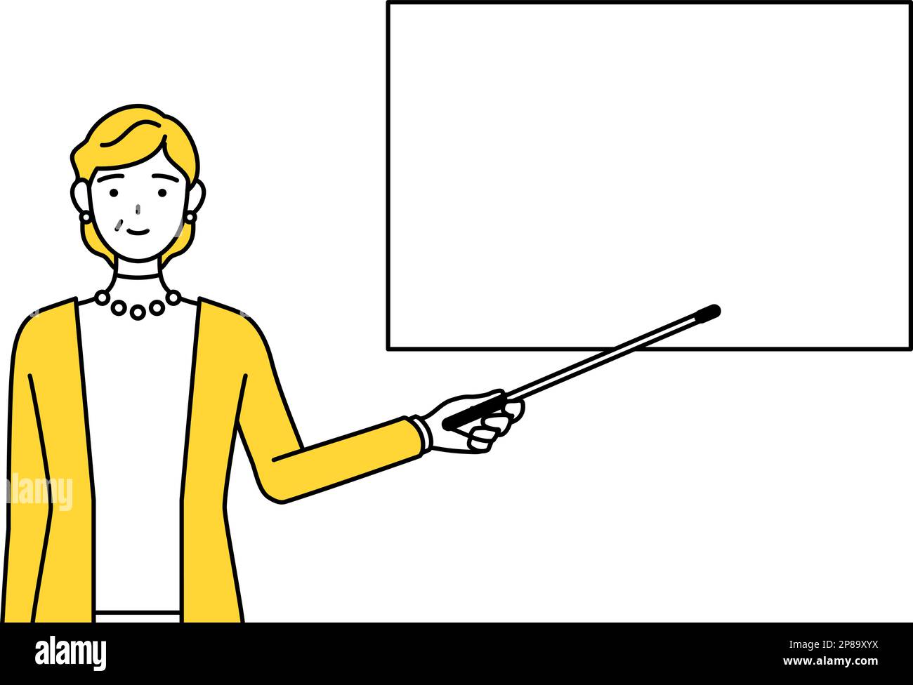 Retraités, femmes d'âge moyen, pointant sur un tableau blanc avec un bâton indicateur, illustration vectorielle Illustration de Vecteur