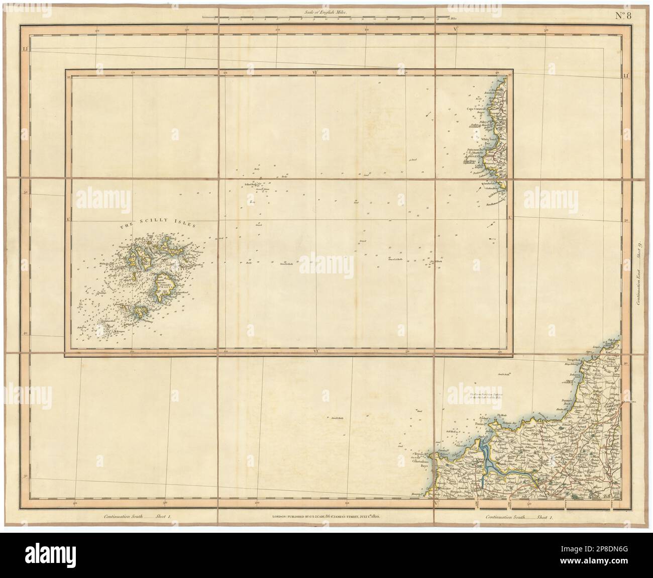 ESTUAIRE DE CAMEL ET LES ÎLES SCILLY. Padstow. Cornouailles. CARY 1832 carte ancienne Banque D'Images