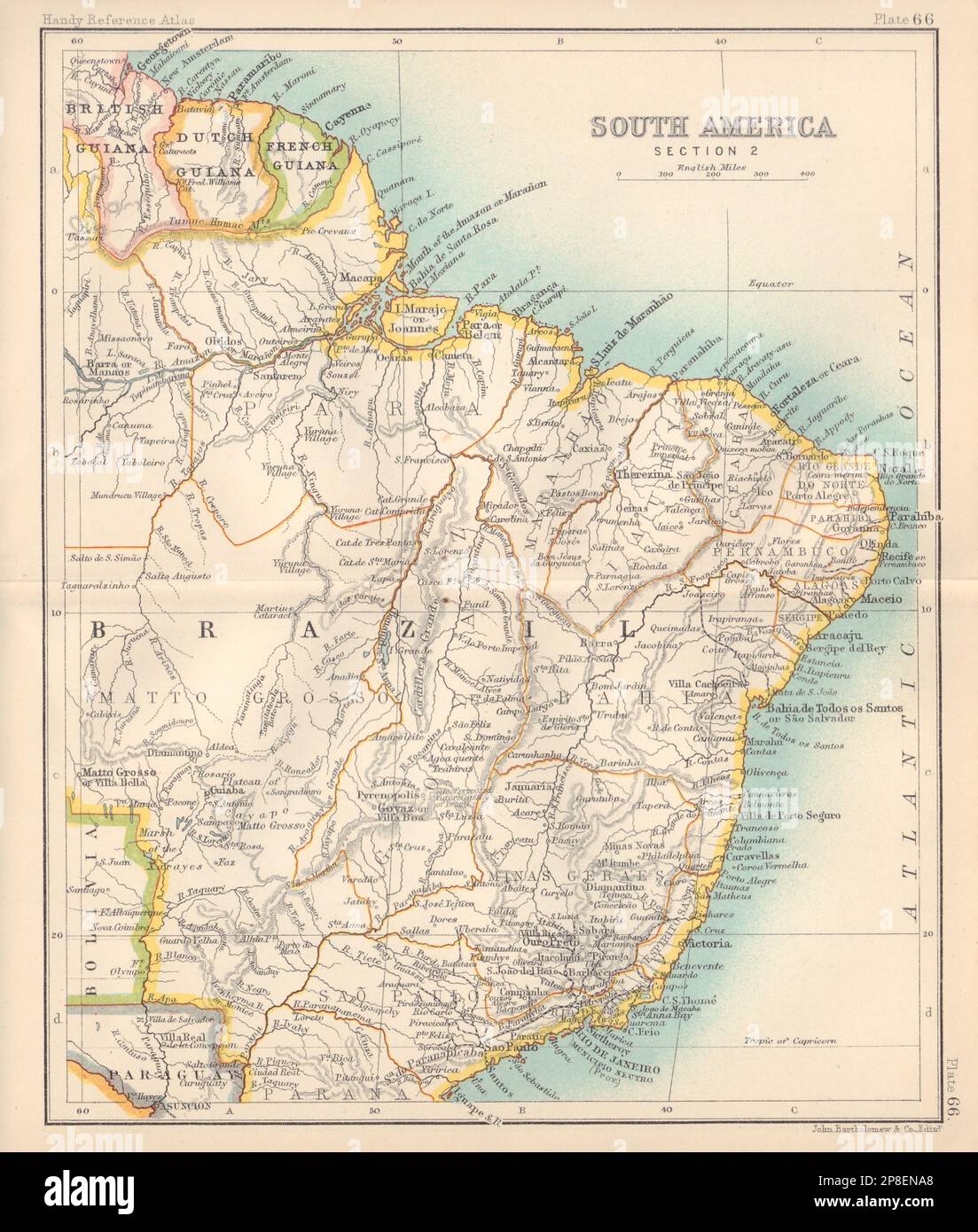 Ne Amérique du Sud. Guyane britannique Guyane néerlandaise Guyane française Guyane. Brésil 1898 carte Banque D'Images