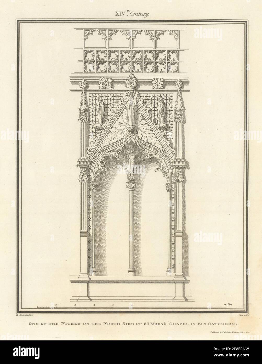 Niche sur le côté nord de St. Chapelle de Marie à la cathédrale d'Ely. SMIRKE 1810 Banque D'Images