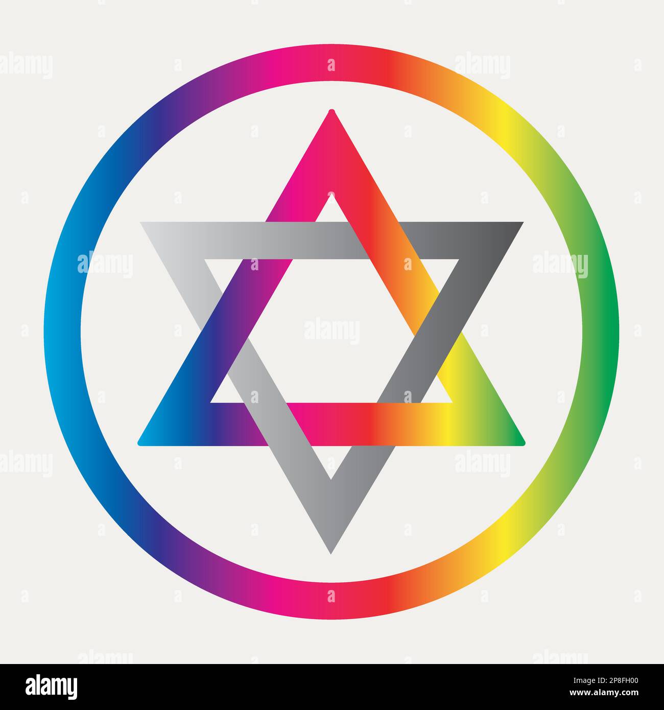 Sceau des icônes Salomon Illustration étoile en cercle symbole Alchemy géométrie sacrée couleurs arc-en-ciel Illustration de Vecteur