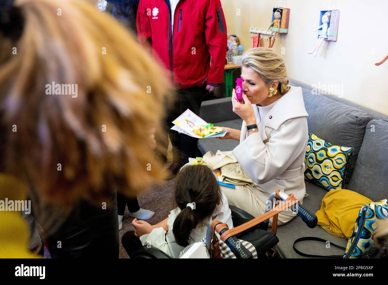 Poprad, Slovaquie. 09th mars 2023. La reine Maxima des pays-Bas lors d'une visite au Centre d'aide Caritas Slovaquie à Poprad?, le dernier jour de la visite d'État de 3 jours des Royals néerlandais en Slovaquie. (Photo de DPPA/Sipa USA) crédit: SIPA US/Alay Live News Banque D'Images