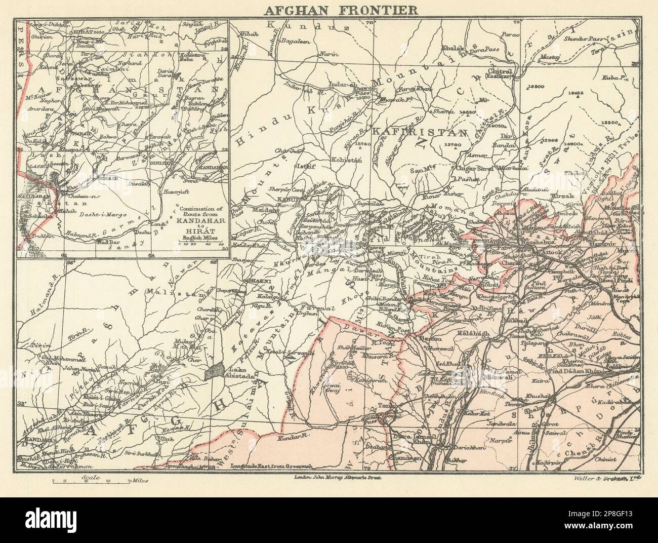 PAKISTAN. Frontière afghane. British India 1905 carte ancienne plan carte Banque D'Images