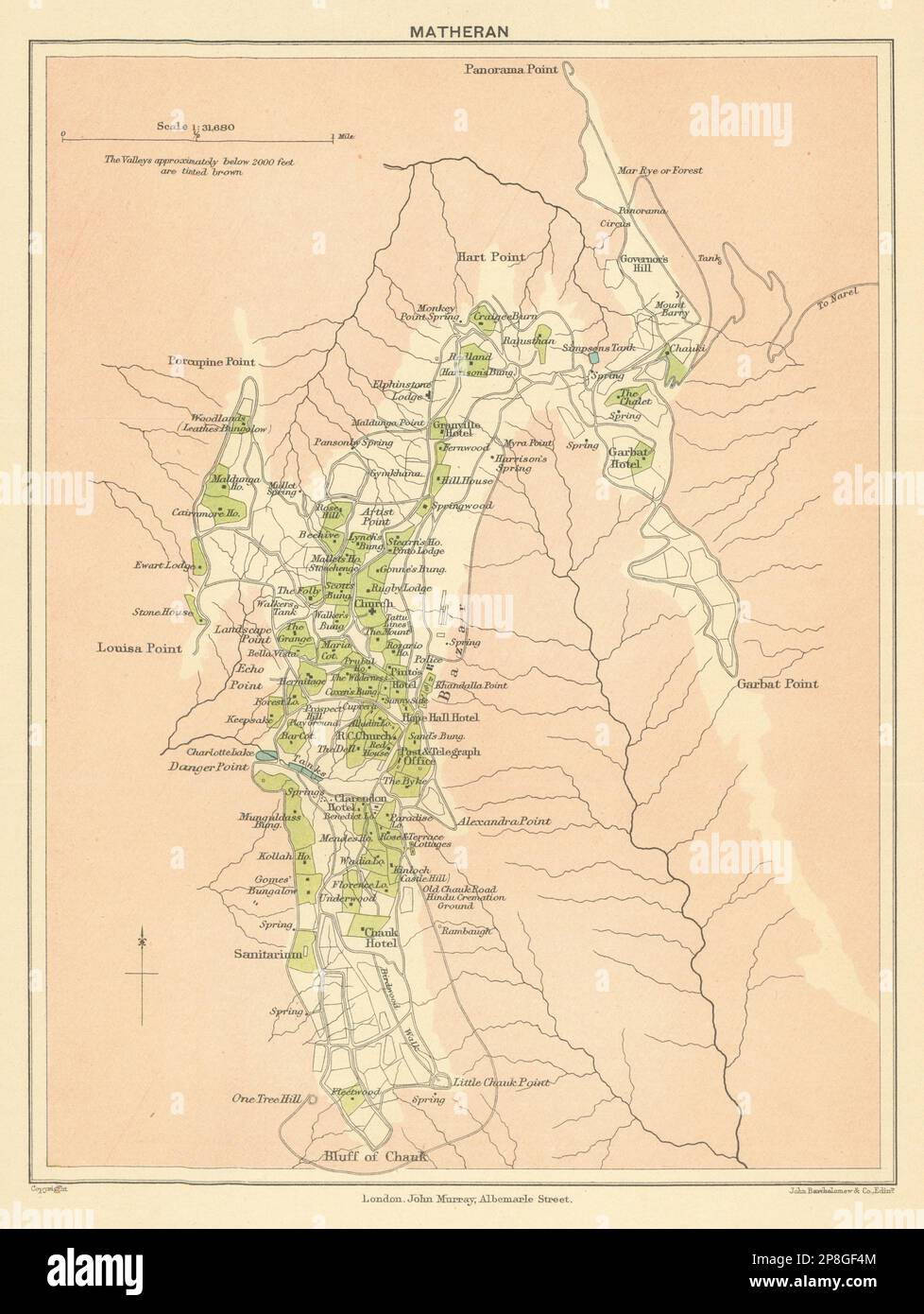 INDE BRITANNIQUE. Station Matheran Hill. Maharashtra. 1905 carte ancienne Banque D'Images