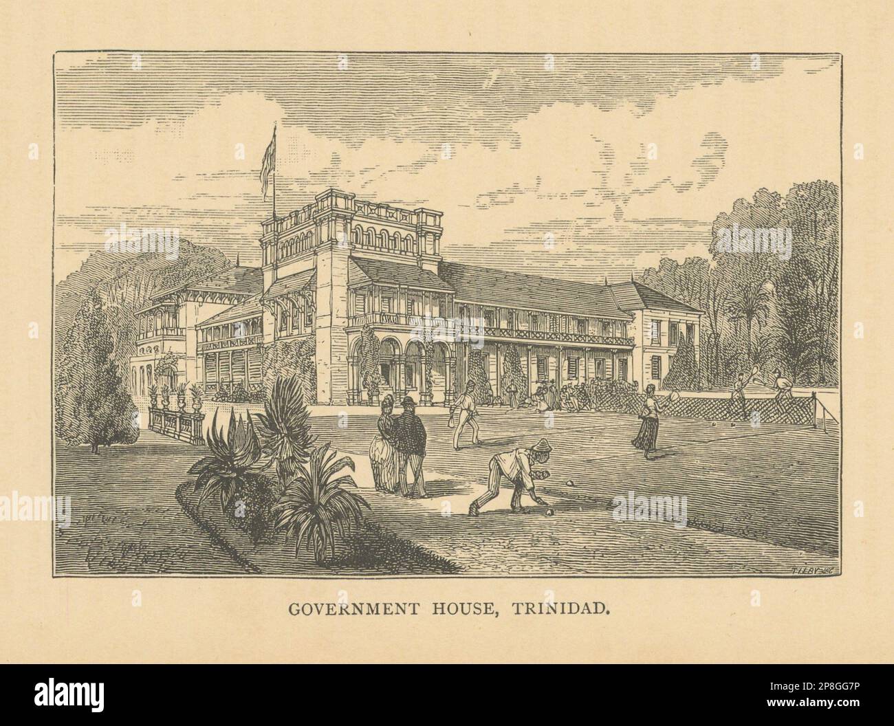 Government House, Port of Spain, Trinidad. Maintenant, l'impression de la Maison du Président 1889 Banque D'Images