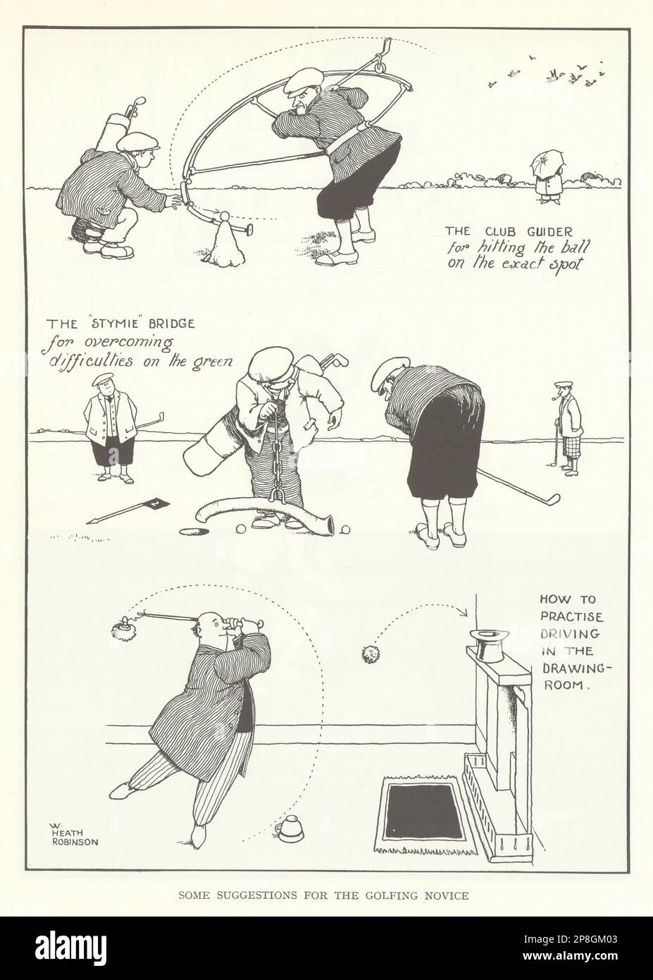 HEATH ROBINSON DESSIN ANIMÉ DE GOLF quelques suggestions pour le golf novice 1975 imprimé Banque D'Images