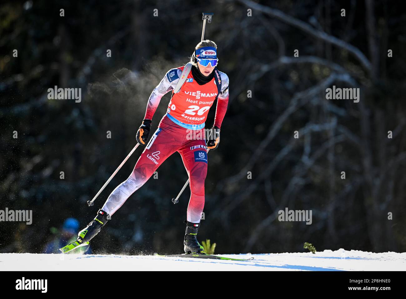 Lisa Hauser, d'Autriche, en action lors de l'événement individuel féminin 15km du biathlon de la coupe du monde de l'IBU à Ostersund, Suède, on 09 mars 2023.photo : Banque D'Images