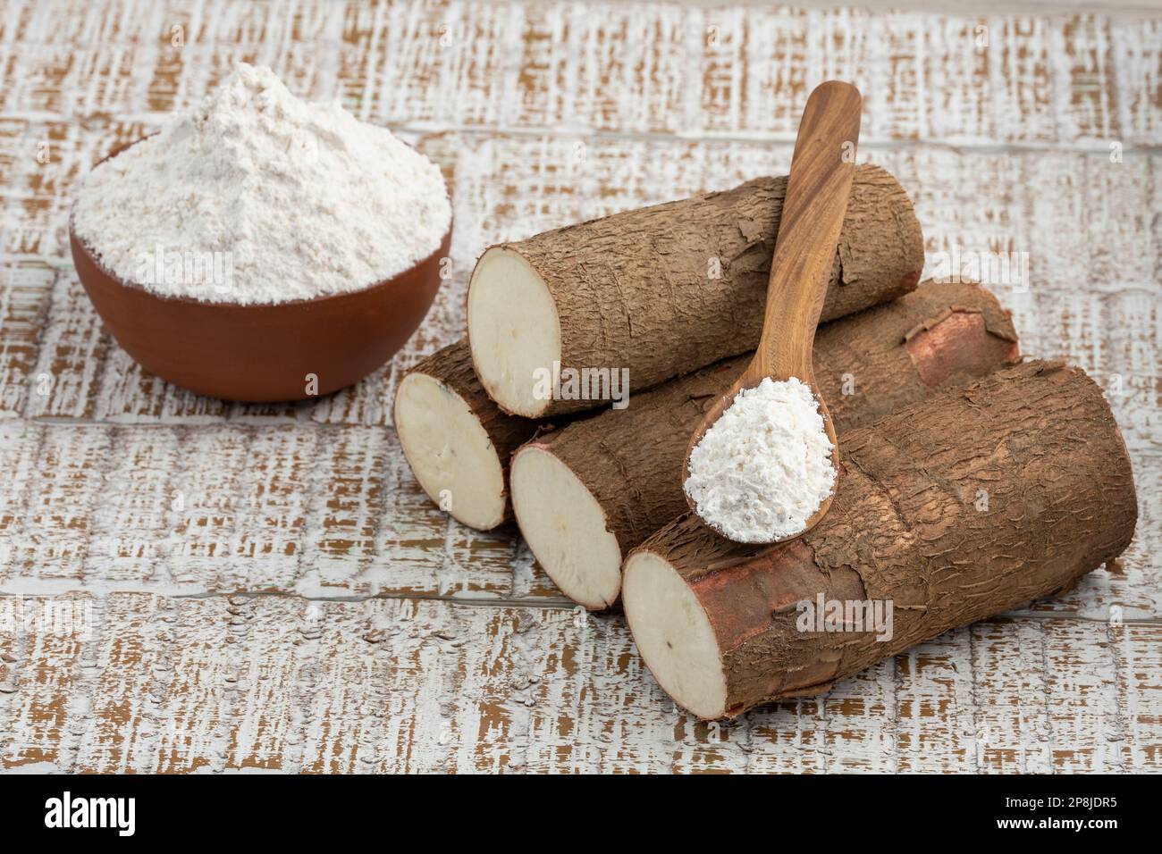 Manioc; amidon de manioc biologique brut - Manihot esculenta Banque D'Images