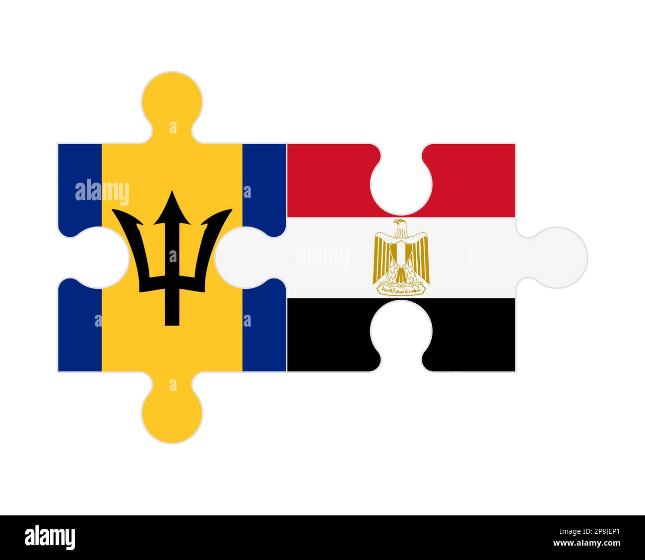 Puzzle connecté des drapeaux de la Barbade et de l'Egypte, vecteur Illustration de Vecteur