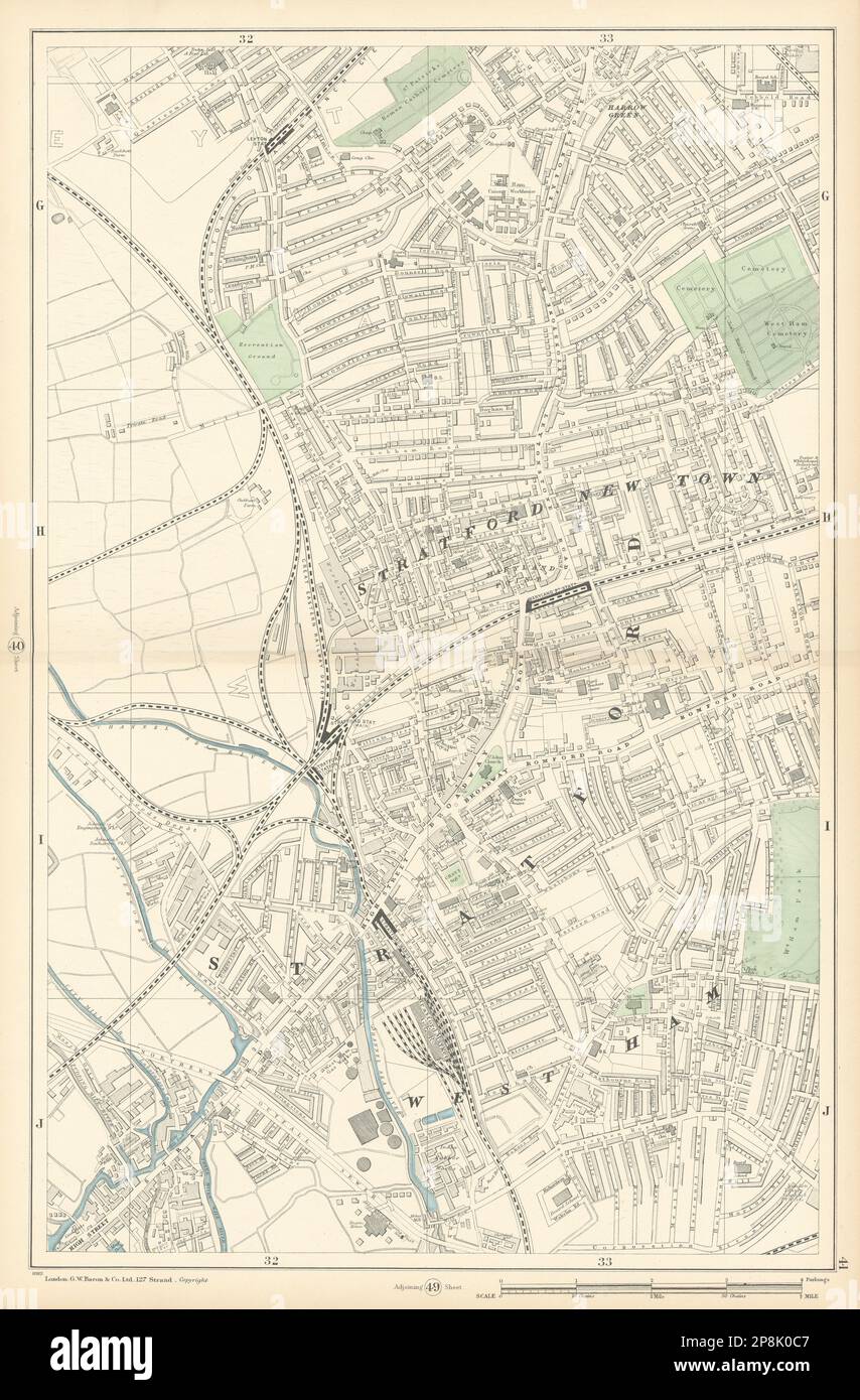 EAST LONDON Stratford New Town West Ham Leyton Maryland. Carte du site 1900 de Westfield Banque D'Images