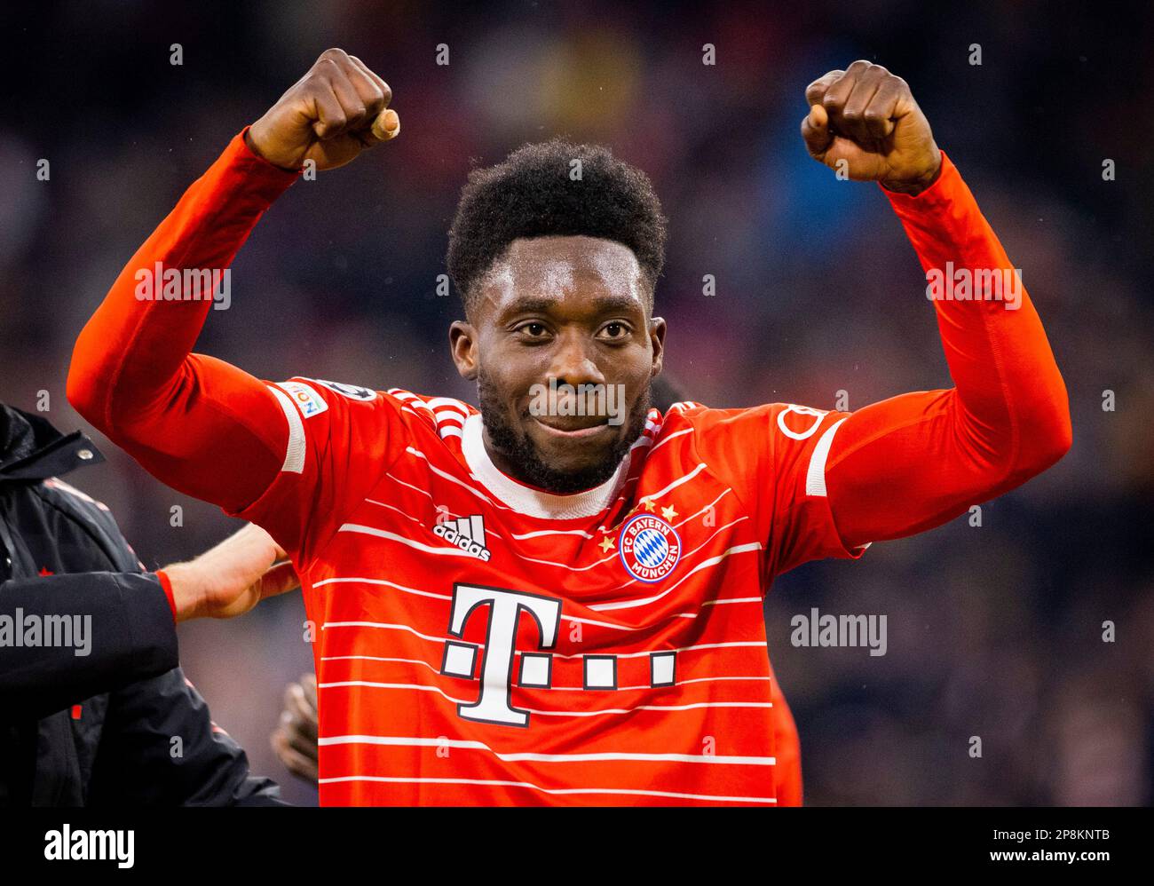 Munic, Allemagne. 8th mars 2023. Schlussjubel: Alphonso Davies (Muenchen) Bayern Munich - Paris Saint Germain Bayern Munich - Paris Saint Germain UEFA Cha Banque D'Images