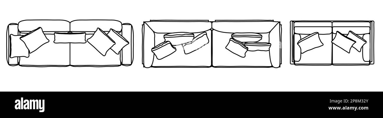 Concept ou ensemble conceptuel ou collection de canapés causeuses de différentes perspectives sur blanc. 3d illustration en tant que métahor pour l'architecture et dans Banque D'Images