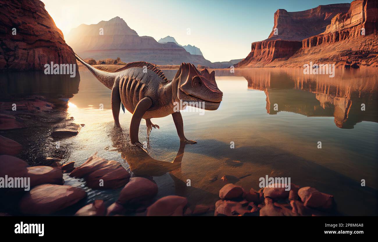 Créature préhistorique dans l'eau Banque D'Images