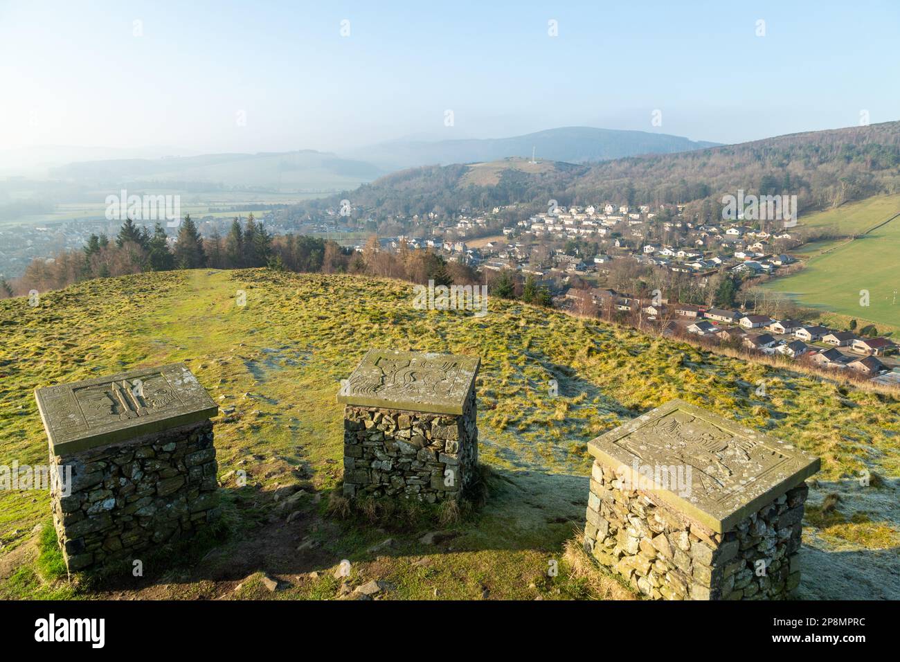fort de Pirn et colonie d'âge de fer au-dessus d'Innerleithen, Écosse Banque D'Images