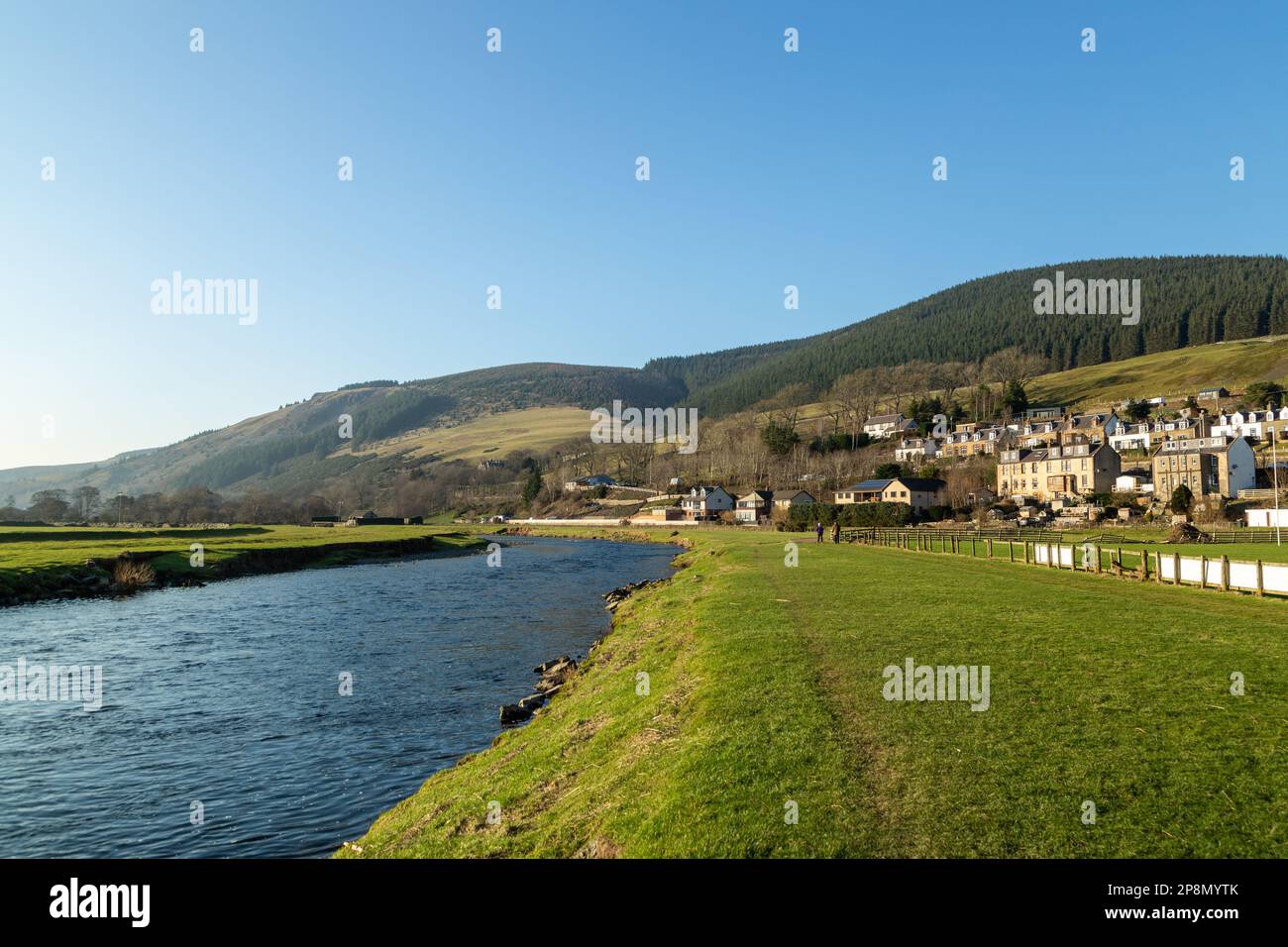 La rivière Tweed à Walkerburn, aux frontières écossaises. Banque D'Images