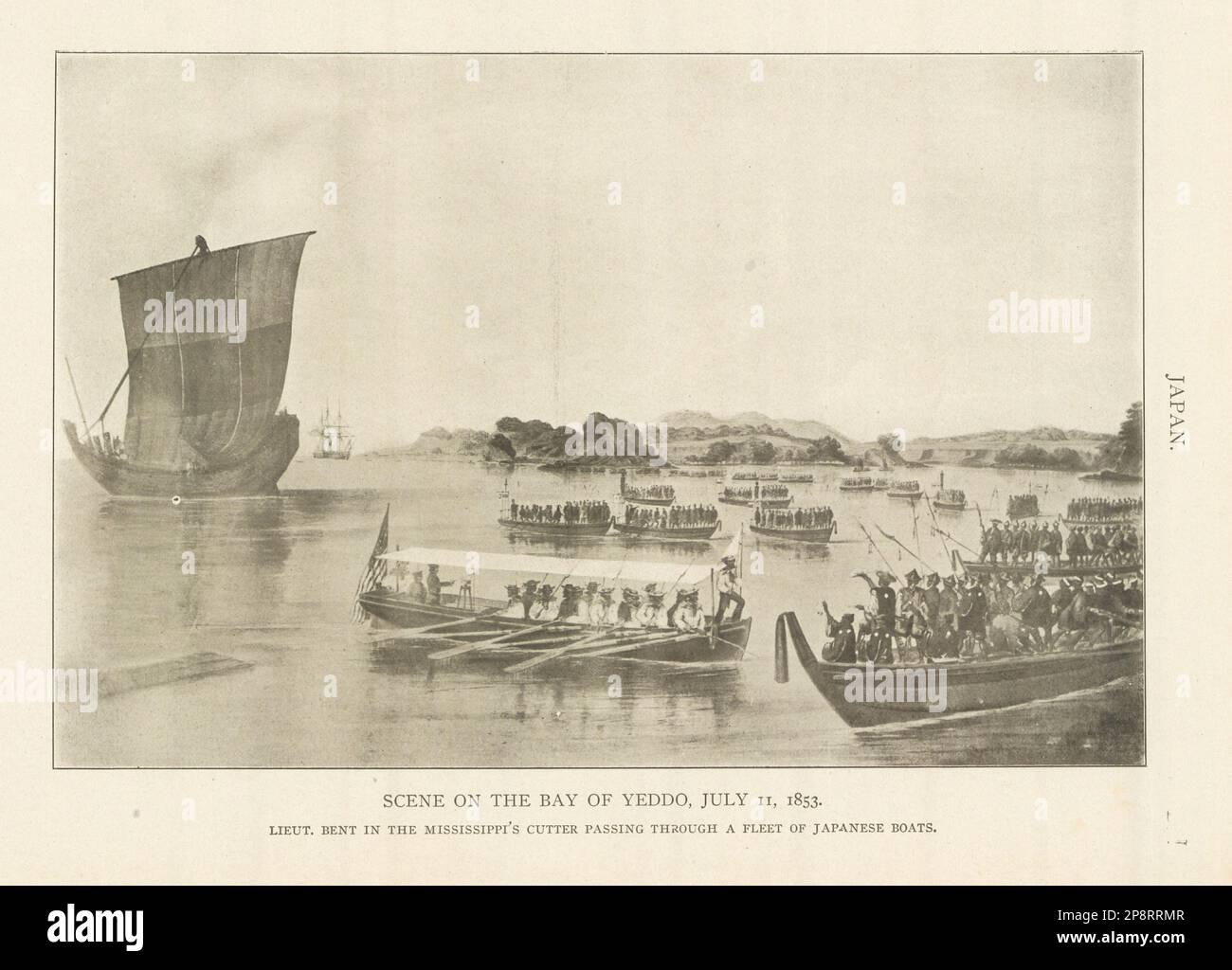 Japon. Baie de Tokyo 11 juillet 1853. Lieut. Plié dans le Mississippi Cutter 1907 Banque D'Images