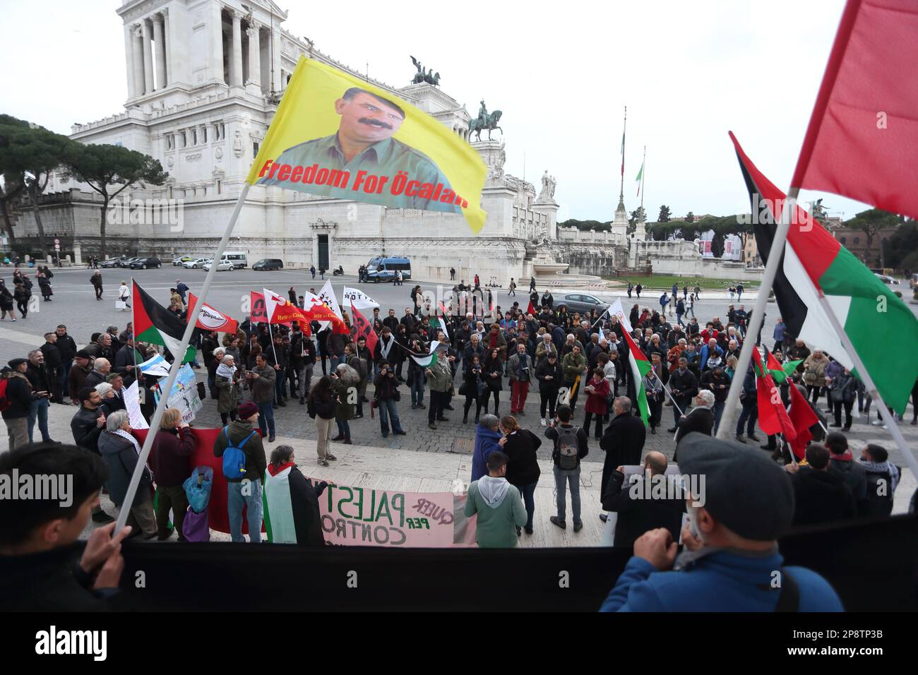 Rome, Italie, 9 mars 2023. La manifestation à Rome contre la visite du Premier ministre israélien Benjamin Netanyahu. Rome, Italie, 9 mars 2023. Credit: Antonio Nardelli / Alamy Live News Banque D'Images