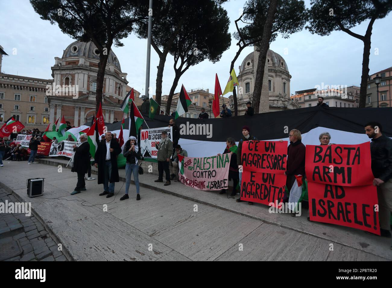 Rome, Italie, 9 mars 2023. La manifestation à Rome contre la visite du Premier ministre israélien Benjamin Netanyahu. Rome, Italie, 9 mars 2023. Credit: Antonio Nardelli / Alamy Live News Banque D'Images
