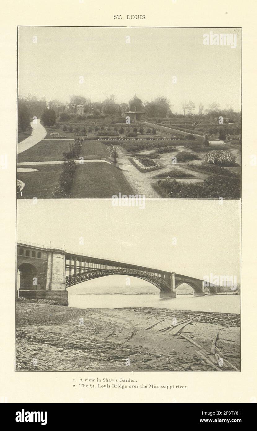 ST. LOUIS. Shaw's Garden. Pont sur le fleuve Mississippi. Missouri 1907 Banque D'Images