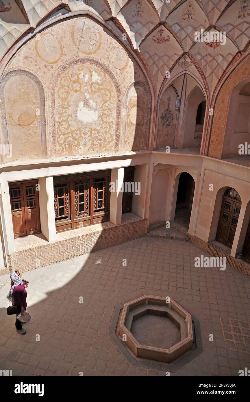 L'Tabatabaei au sein House, une maison historique à Kashan, Iran. Banque D'Images