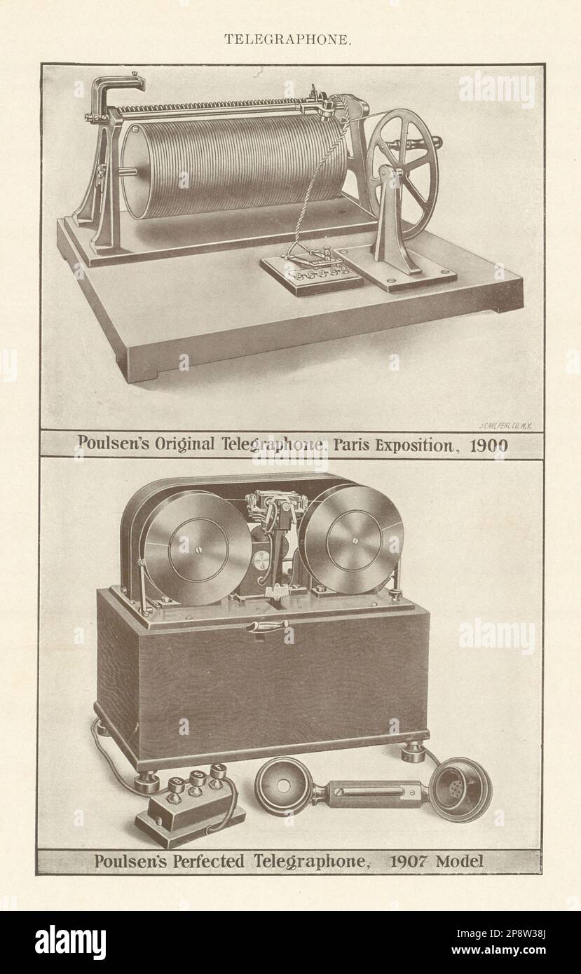 TELEGRAPHONE. Poulsen Original Paris exposition 1900 et perfectionnée 1907 modèle 1907 Banque D'Images