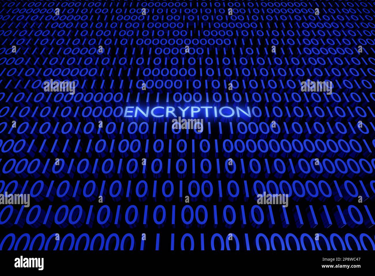 Texte de chiffrement entre les murs de 0 et 1 chiffres. Zéro et un chiffre. Banque D'Images