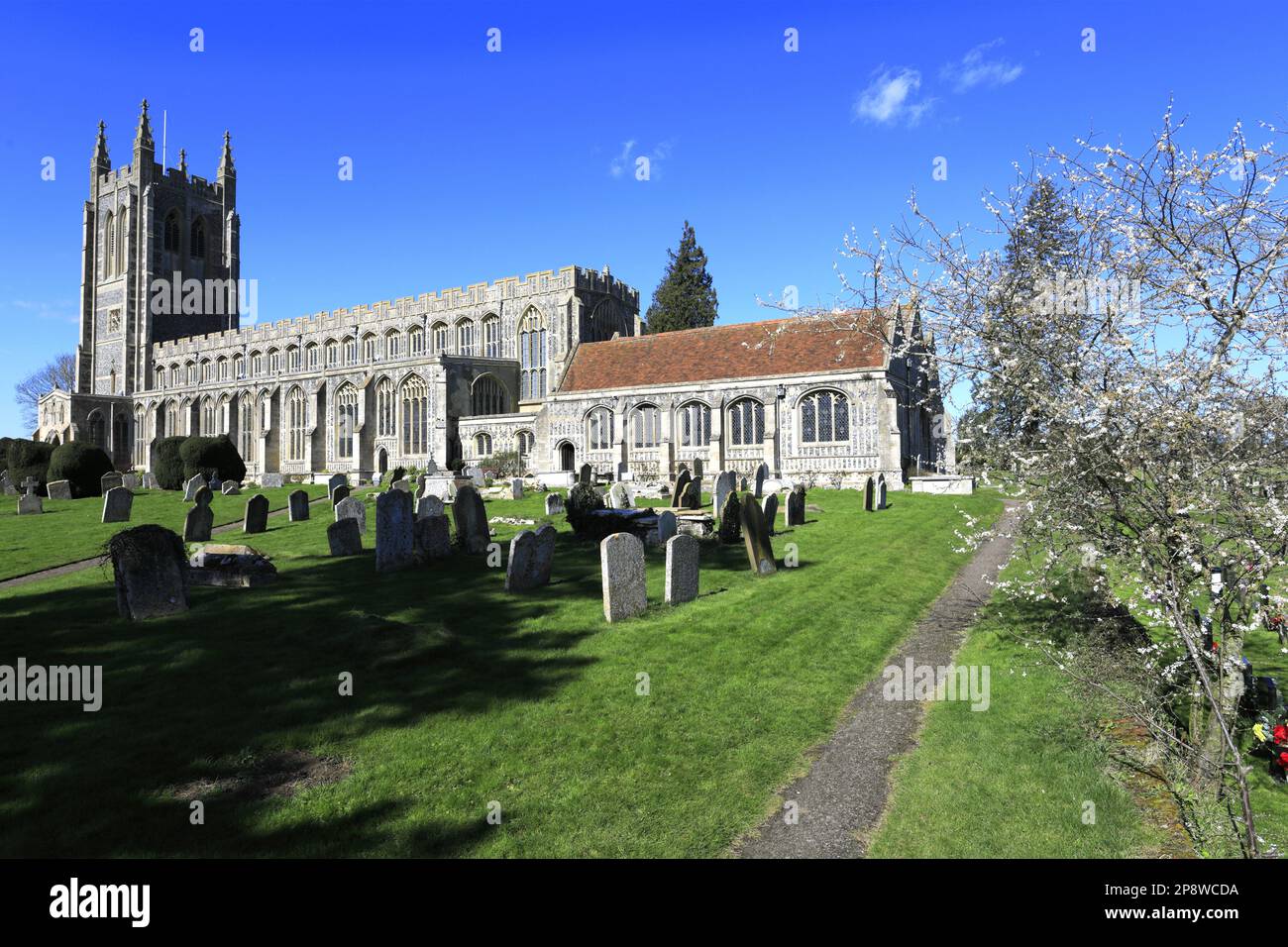 Eglise de la Sainte Trinité, village de long Melford, comté de Suffolk, Angleterre, Royaume-Uni Banque D'Images