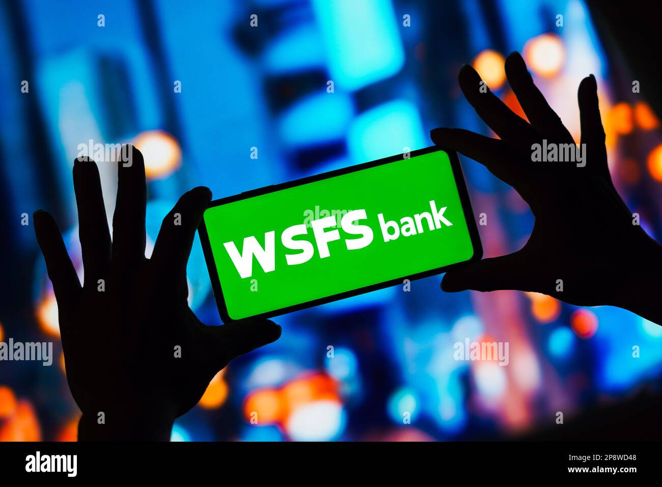 Dans cette illustration, le logo WSFS Bank affiché sur un smartphone. Banque D'Images