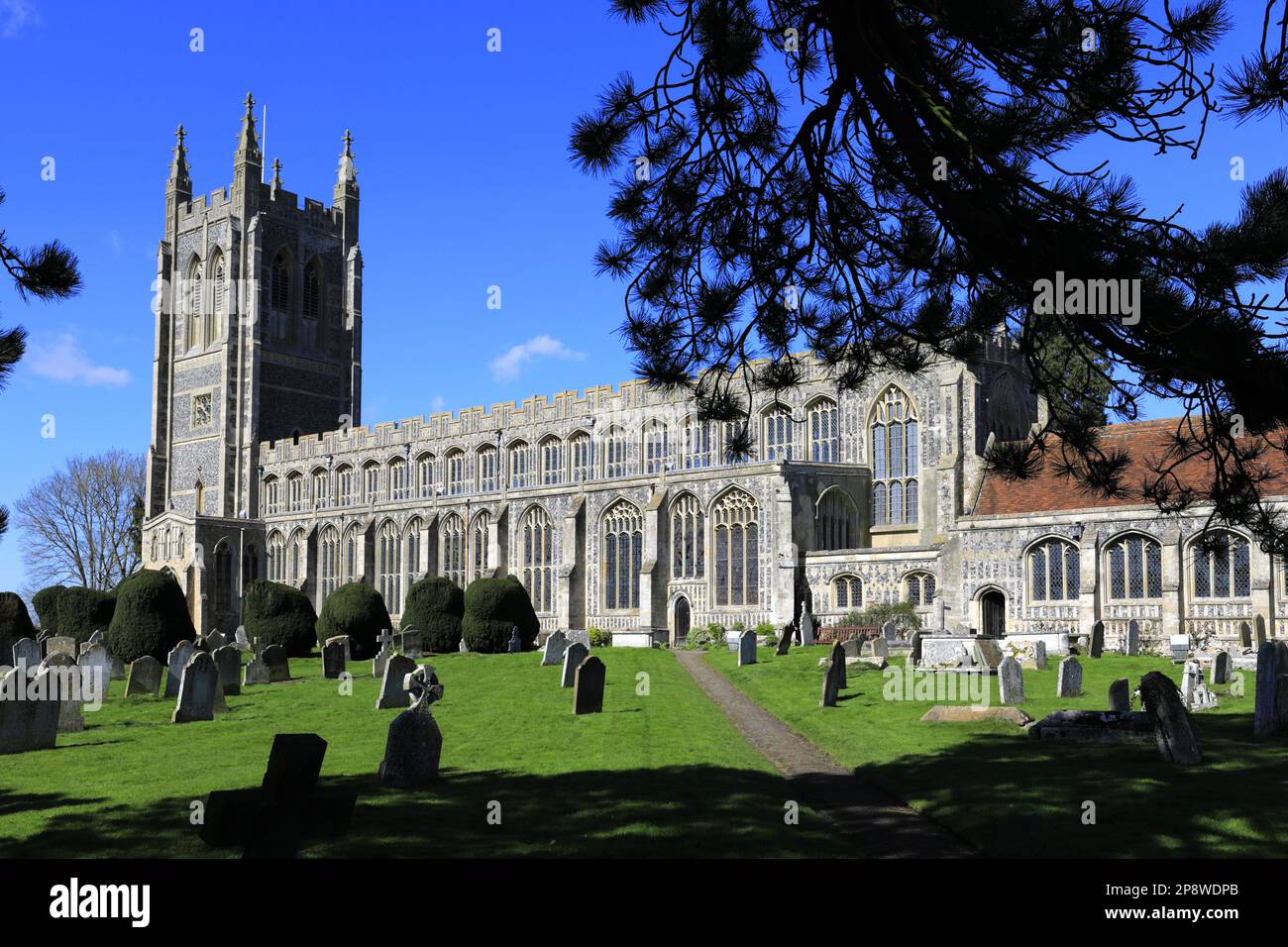 Eglise de la Sainte Trinité, village de long Melford, comté de Suffolk, Angleterre, Royaume-Uni Banque D'Images