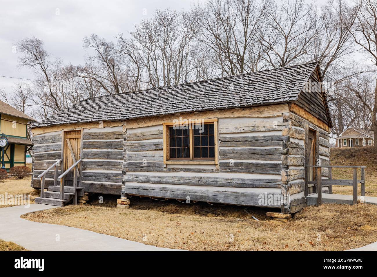 Vue imprenable sur un vieux bâtiment en bois de Kansas City Banque D'Images