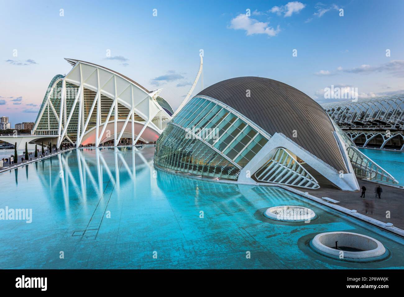 Le planétarium Hemisférique et le Musée des Sciences principe Felipe vus d'en haut. La photo a été prise le 11th février 2023 dans la ville des arts an Banque D'Images