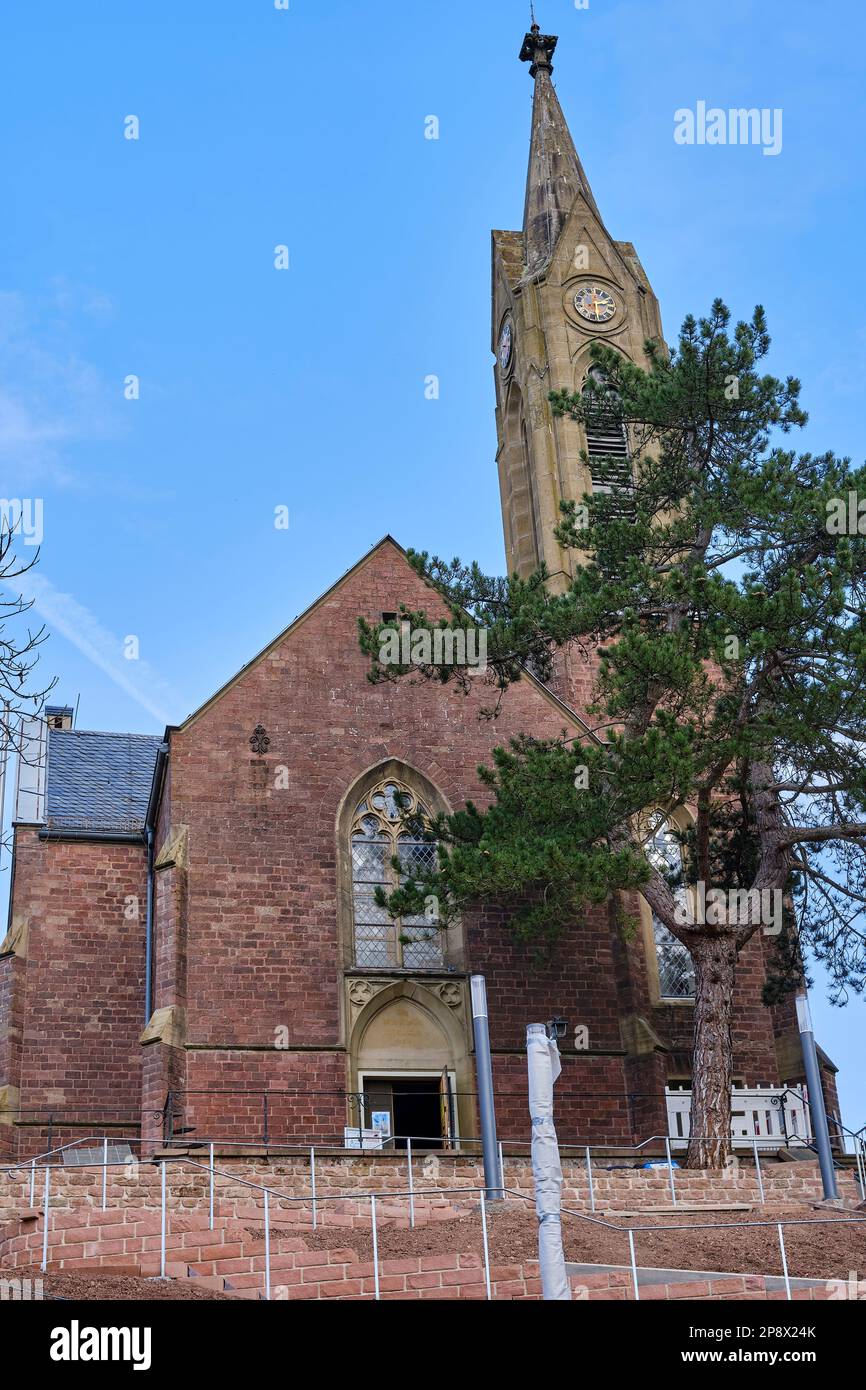 Église protestante de Dilsberg, Neckargemund, Bade-Wurtemberg, Allemagne, Europe. Banque D'Images