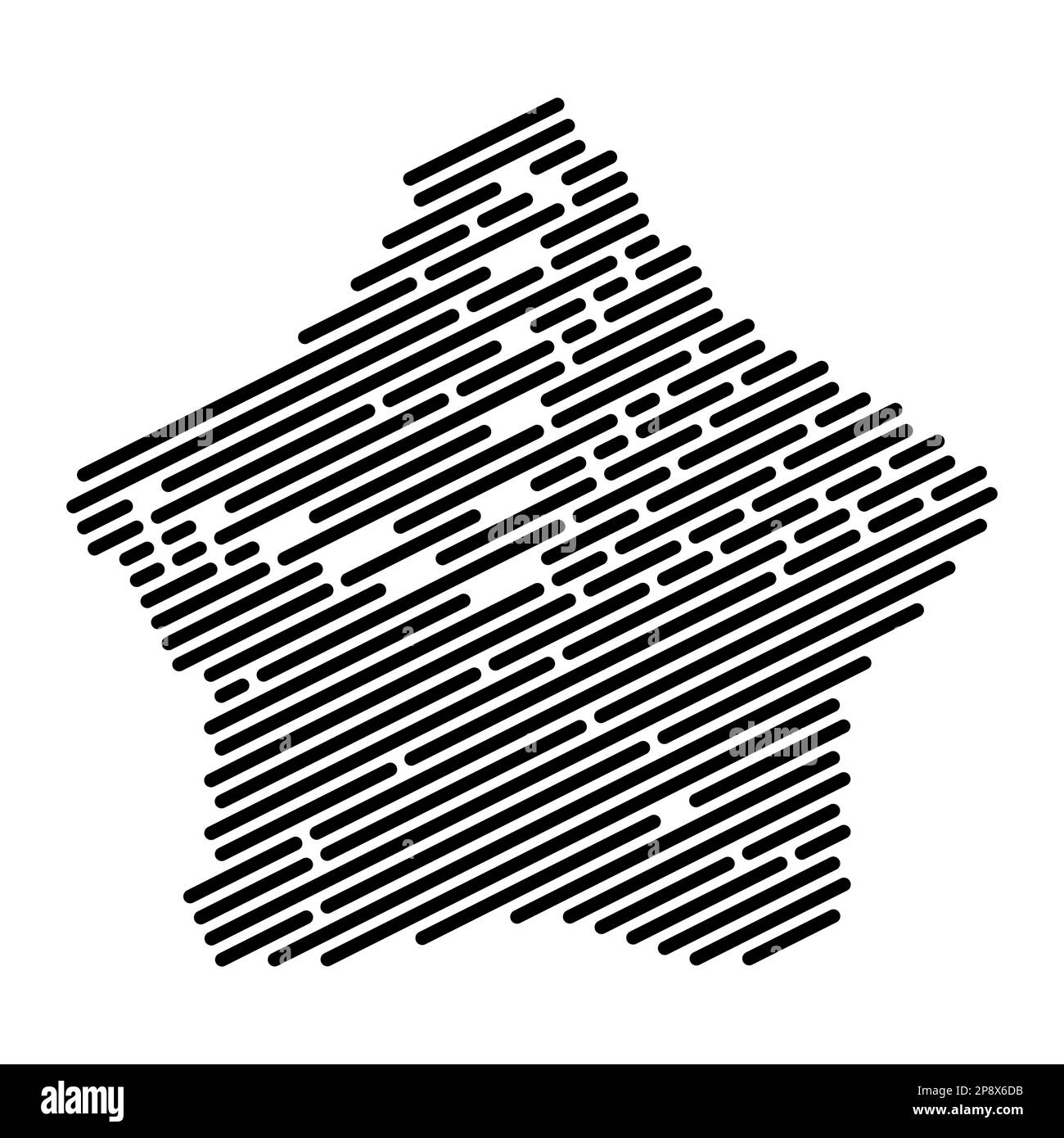 Étoile noire abstraite avec rayures diagonales arrondies. Élément graphique vectoriel noir et blanc simple Illustration de Vecteur