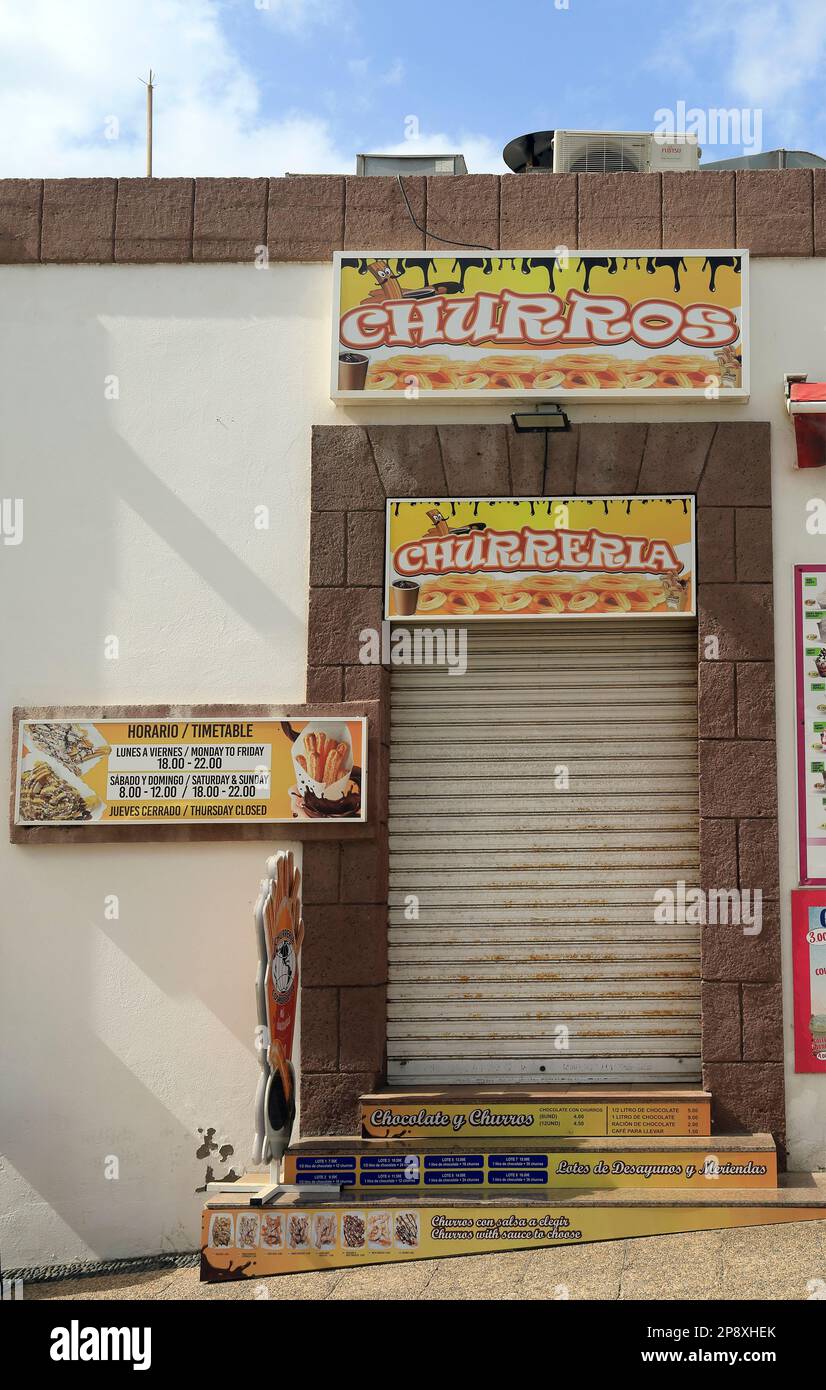 Boutique de churros, Lanzarote. Prise février / mars 2023. cym Banque D'Images