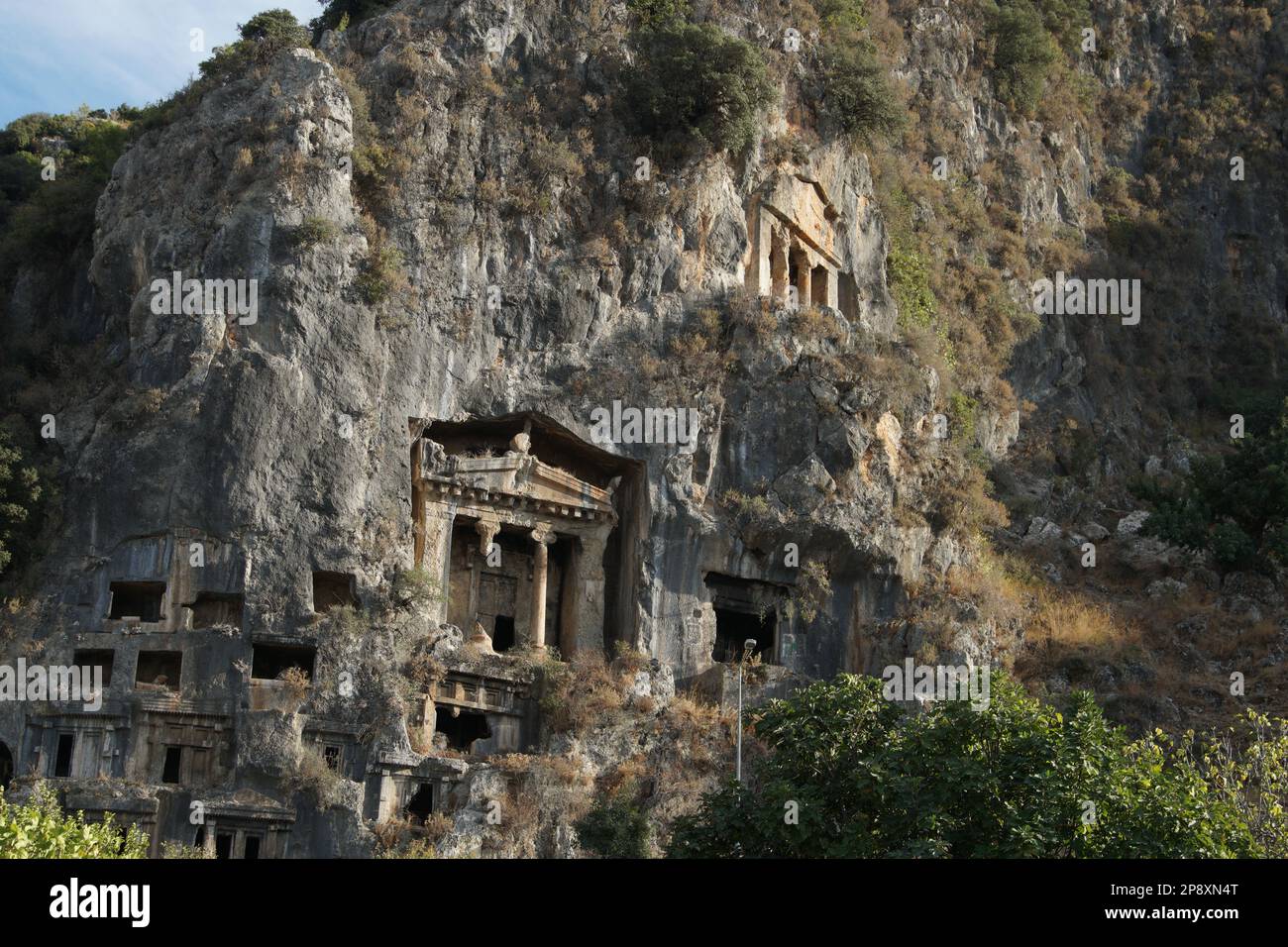 Tombes d'Amintas Rok à Fethiye en Turquie Banque D'Images