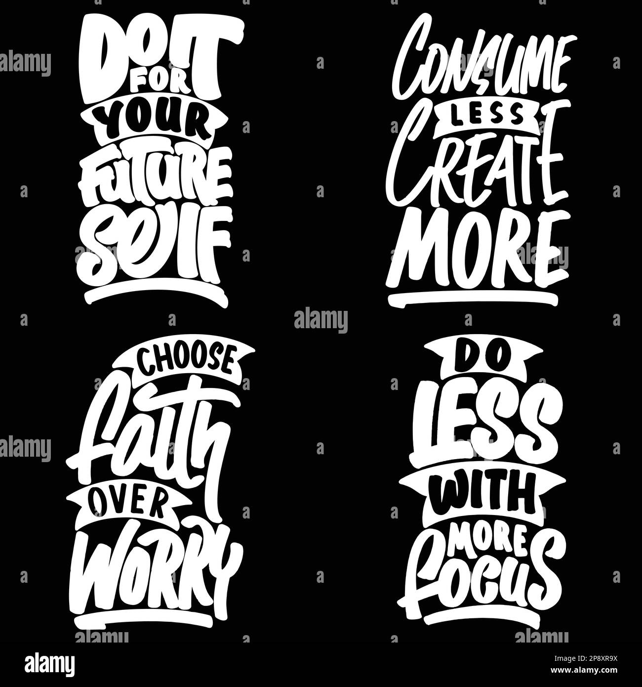 Offre groupée de cotation en typographie motivationnelle pour un t-shirt, un mug, une affiche ou d'autres articles. Illustration de Vecteur