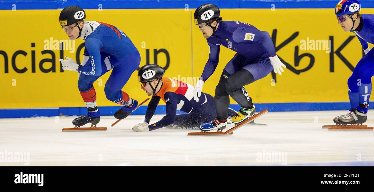 Séoul, Corée du Sud. 10/03/2023, Frison Emons en action pendant les quarts de finale sur les 1 500 mètres des Championnats du monde de course courte en Corée du Sud. ANP IRIS VANDEN BROEK Banque D'Images