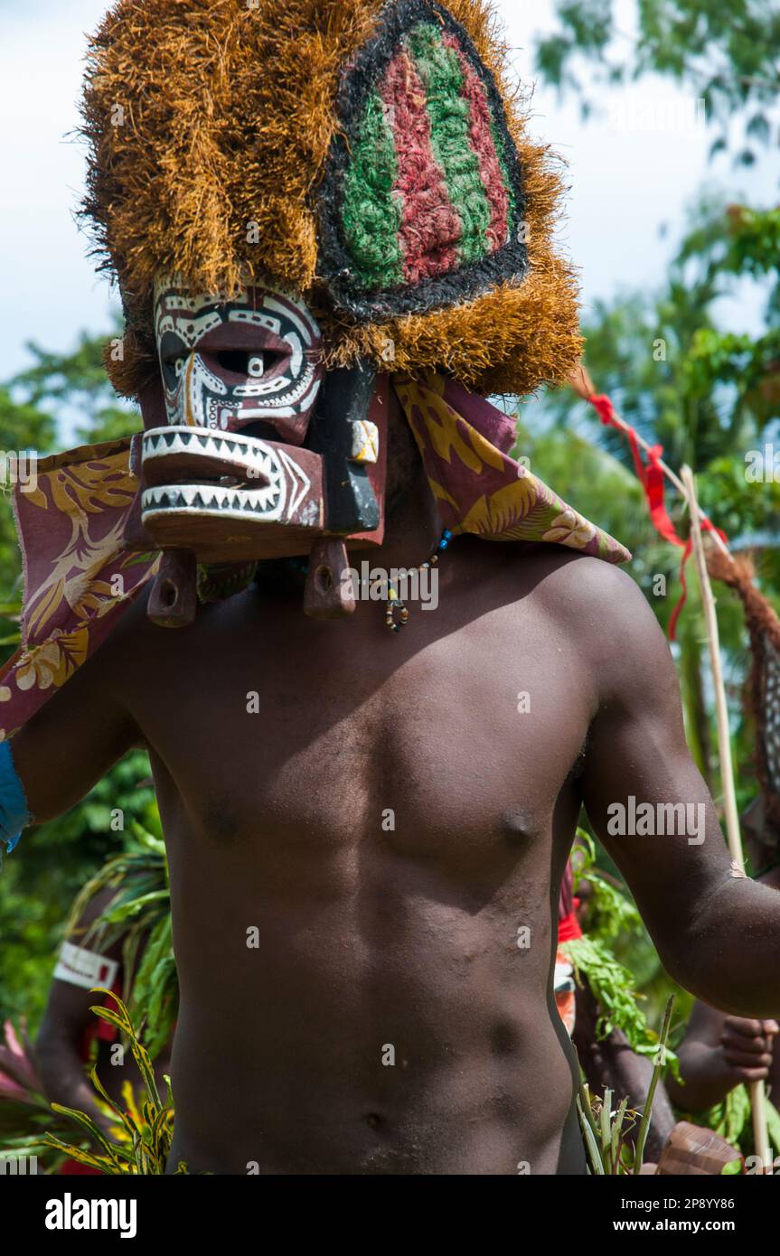 Danseuse masquée à Fissoa, province de Nouvelle-Irlande, Papouasie-Nouvelle-Guinée Banque D'Images