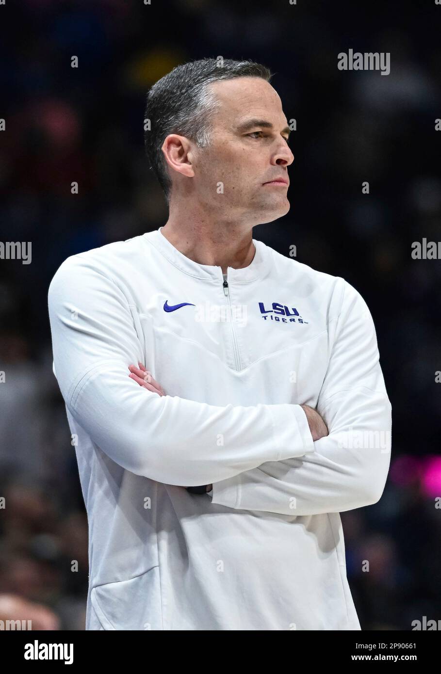 NASHVILLE, TN MARCH 09 LSU Tigers head coach Matt McMahon coaches