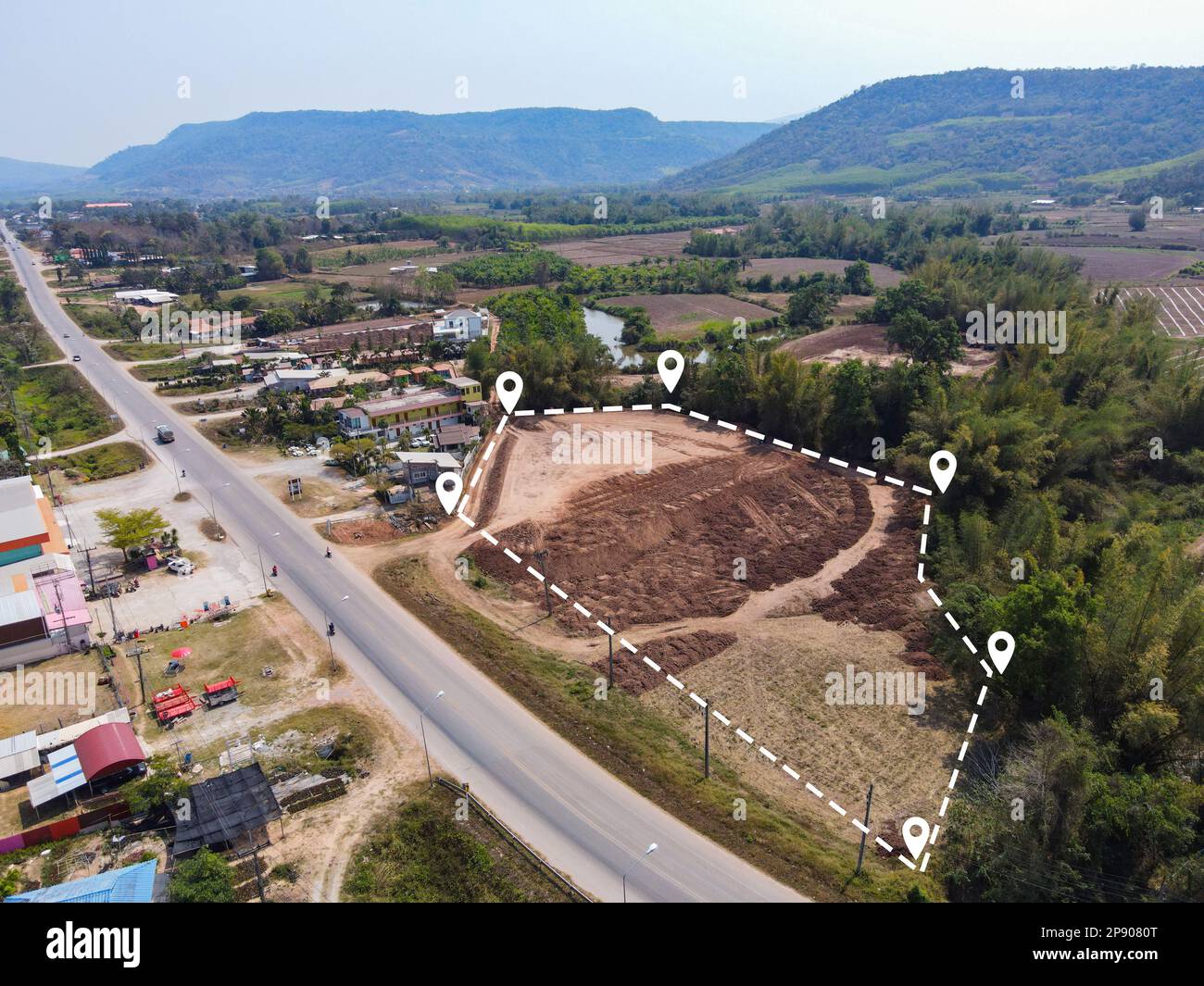 gestion des terres vacantes réhabilitation des terres pour terrain terrain pour bâtiment maison vue aérienne, terrain broches emplacement pour logement lotissement résidentiel développement Banque D'Images gestion des terres vacantes réhabilitation des terres pour terrain terrain pour bâtiment maison vue aérienne, terrain broches emplacement pour logement lotissement résidentiel développement Banque D'Images